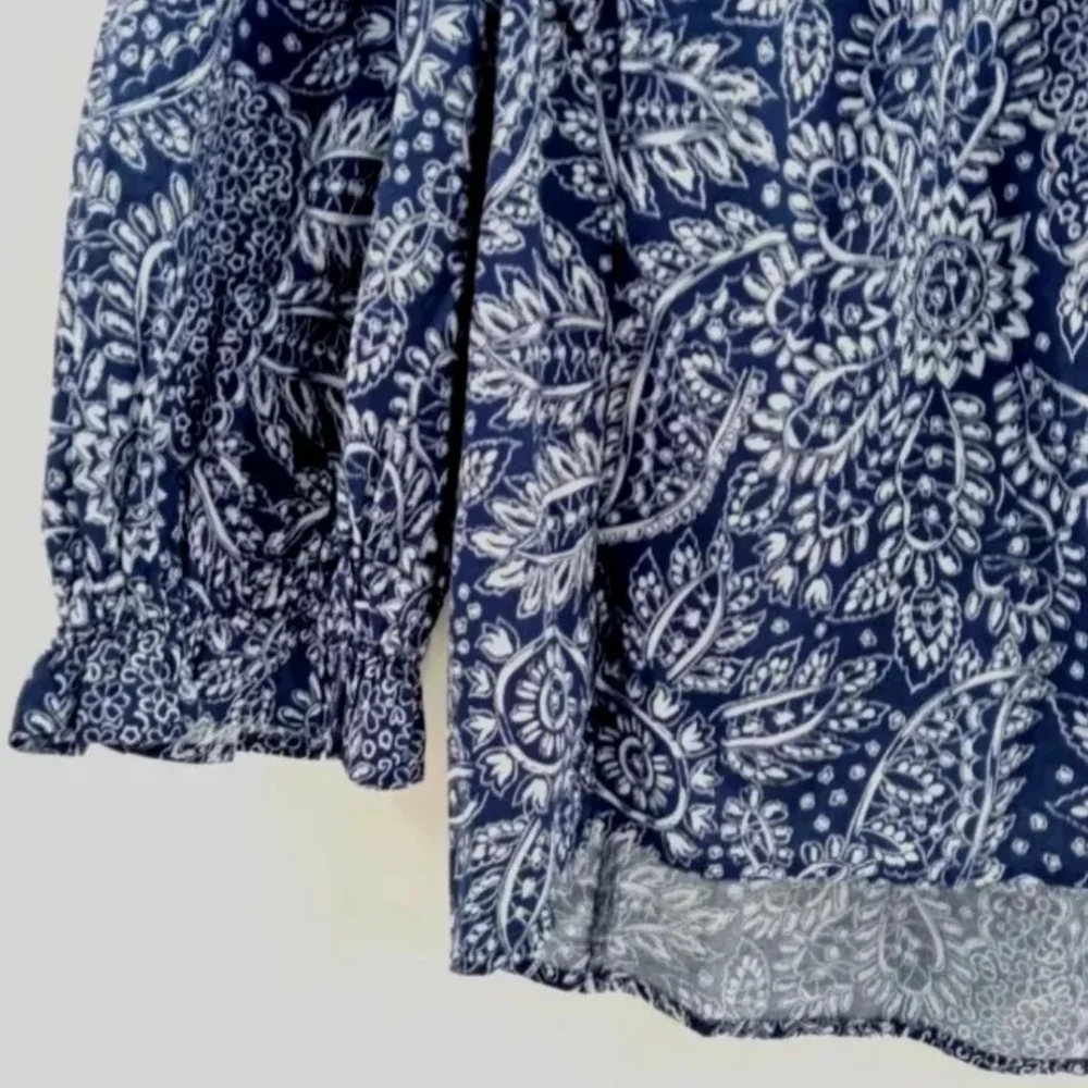 Madewell‎ Blue Paisley Garden Print Ruffle Shoulder Top